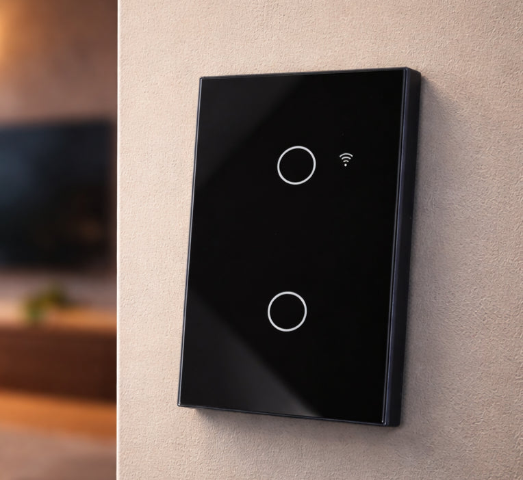EvokLiving Tuya Smart Life WiFi light switch with touch panel, 1-4 way remote control, white durable PC design.