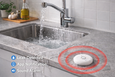 EvokLiving water leak sensors, pair of 2, compact sensors with LED indicators for detecting leaks and preventing water damage.