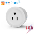 EvokLiving Smart Plug US Version connected to a power outlet, featuring a compact design with Wi-Fi connectivity for smart home control.
