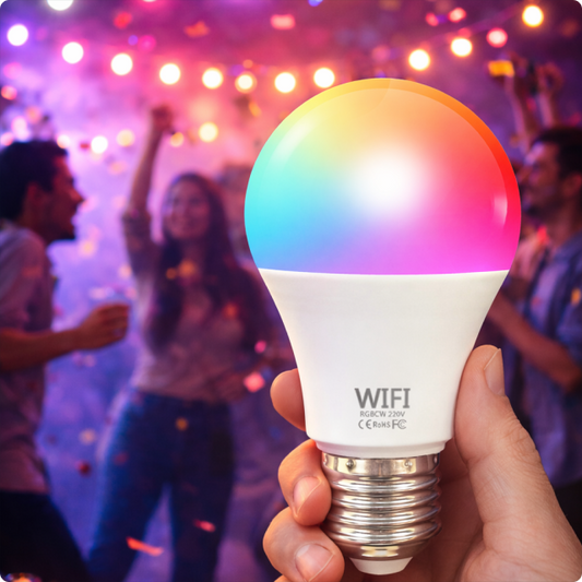 EvokLiving LED light bulb illuminating a modern room, showcasing energy-efficient lighting with a sleek design.