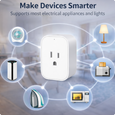 EvokLiving smart plug US version plugged into outlet, compact design for remote control and energy management.