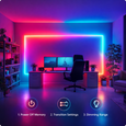 EvokLiving LED strip light installed along a ceiling edge, showcasing flexible, color-changing lighting for modern home decor.