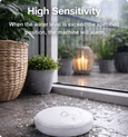 EvokLiving water leak sensors, pair of 2, small round devices with cables for detecting leaks and preventing water damage.