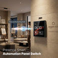 EvokLiving smart control panel for home automation with touchscreen interface and Zigbee connectivity.
