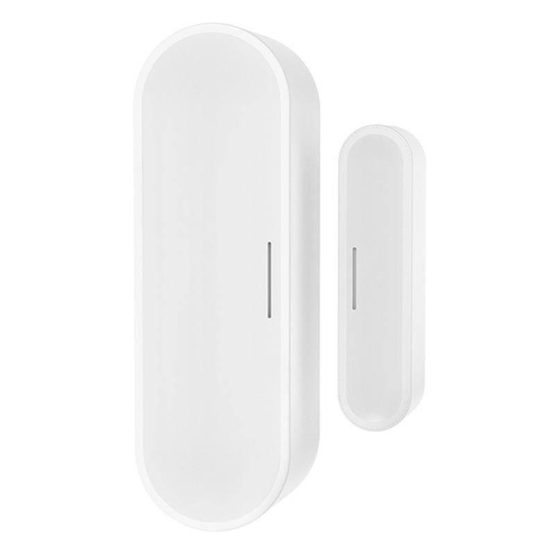 EvokLiving door and window sensor mounted on a white door frame, showing sensors for home security detection.