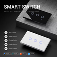 EvokLiving Tuya Smart WiFi light switch with touch panel, 1-4 way remote control, white durable PC finish for Alexa compatibility