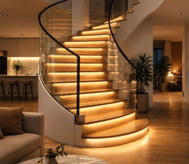 Colorful smart LED strip light from EvokLiving, showcasing flexible lighting with adjustable brightness and vibrant color options.