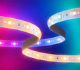 Smart LED strip light by EvokLiving, showing flexible RGB LED strip with color-changing features on a white background.